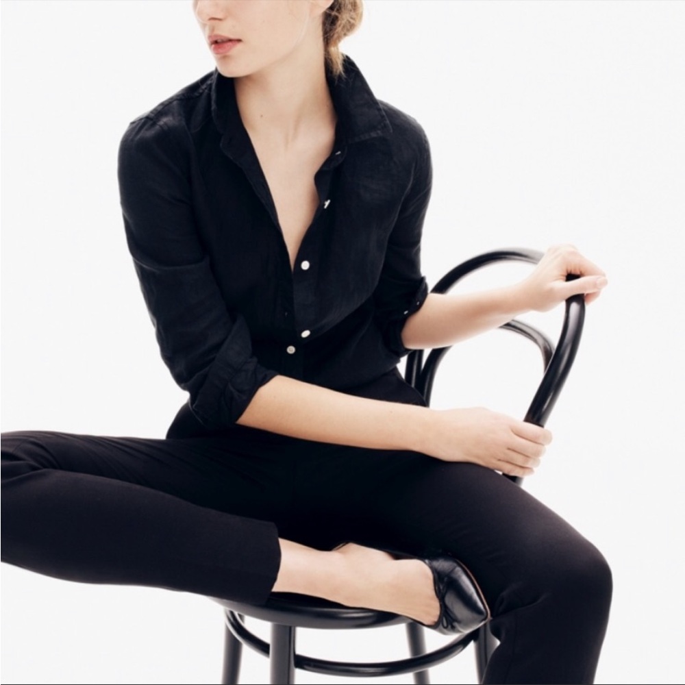 NWT J. Crew Perfect Shirt in Black Irish Linen Baird McNutt 4